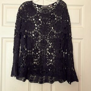 Crocheted Sweater w/Bell Sleeves, Sz XL